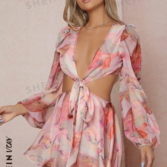Pink Floral 2 piece romper set - Picture 1 of 16